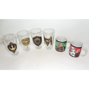 Star Wars Holographic Beer Glass Pint 16 oz Set Of 4 & set of 2 MUGS